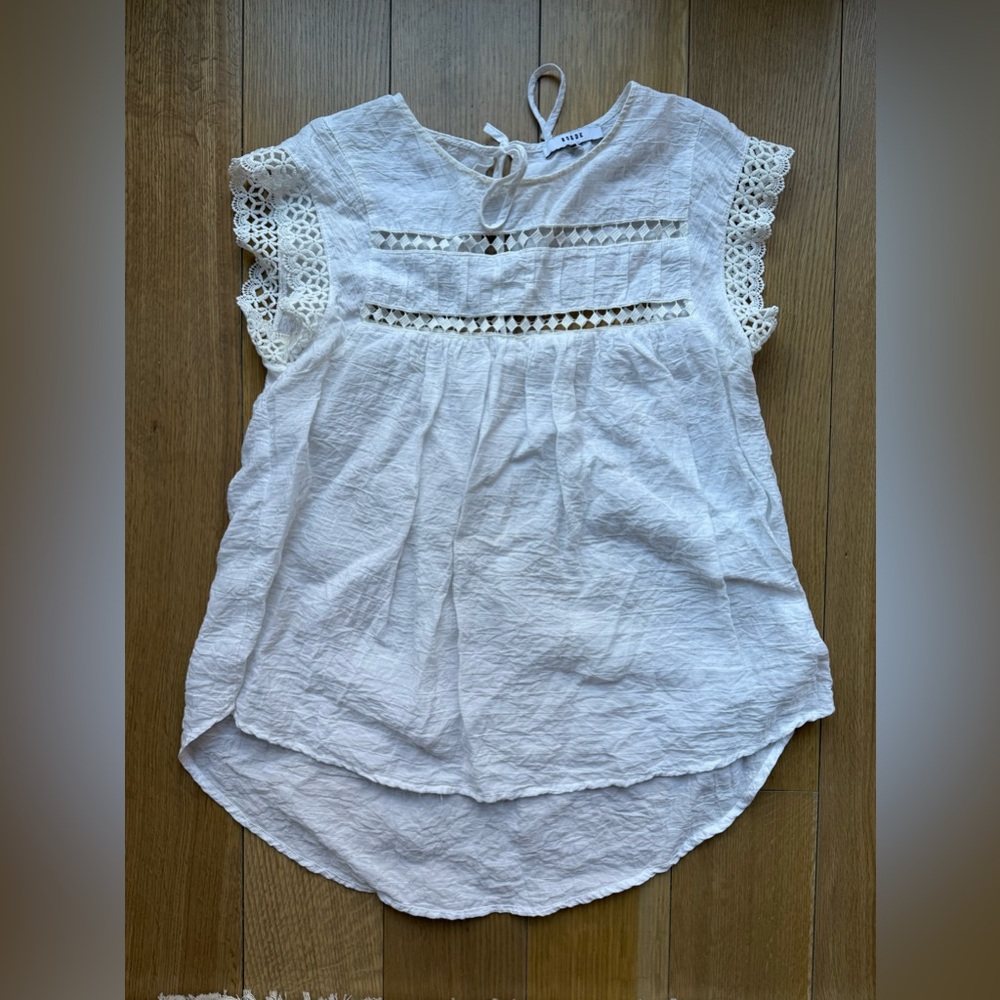 White Lace Trim Blouse